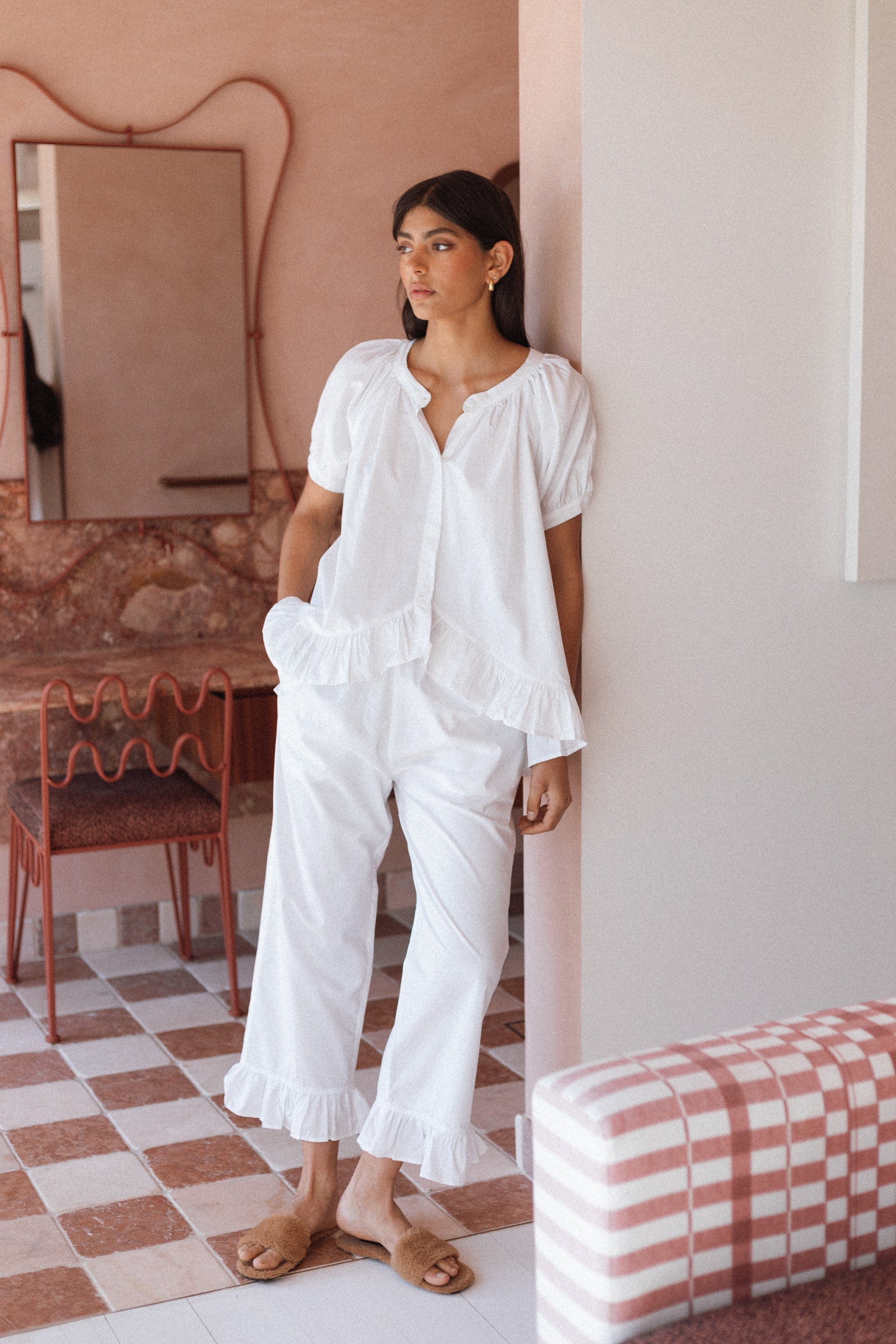 Sophie Sleep Set Pants Cotton Modal White