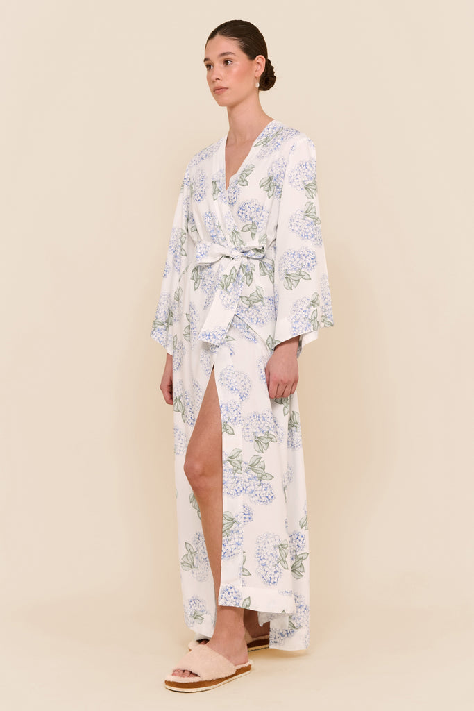 Alice Kimono Robe - Long - Hydrangea Blue