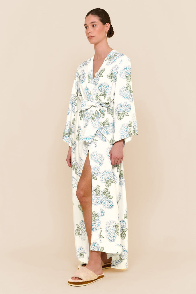 Alice Kimono Robe - Long - Hydrangea Blue