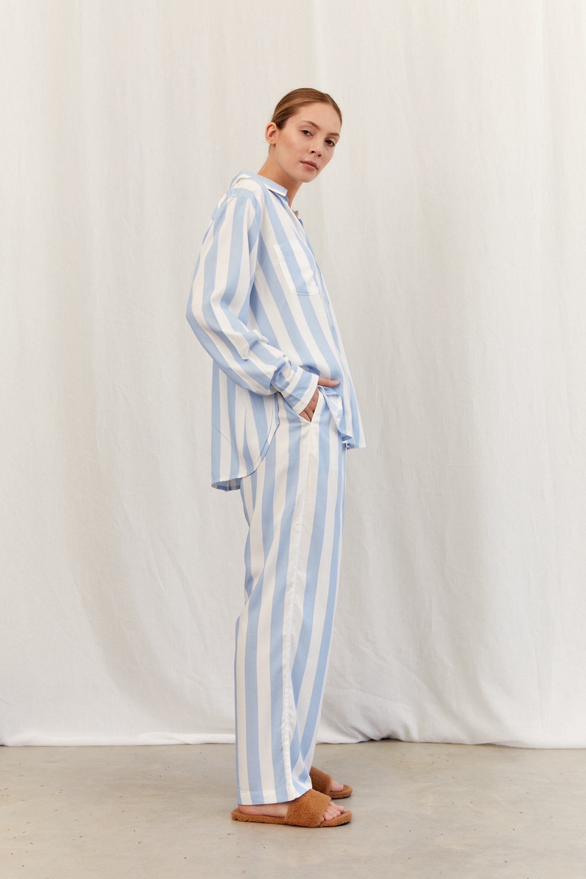 Marlon Long Sleep Set - Stripe - Blue